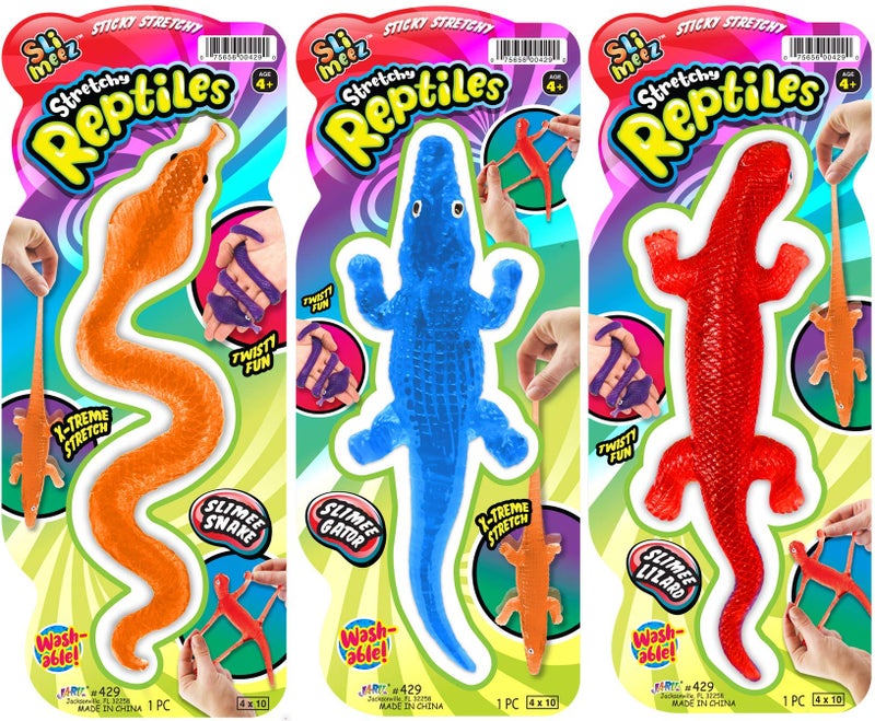 JA-RU Super Stretchy Sticky Reptiles Snake, Lizard & Alligator (3 Units Assorted) Prank Squishy Sticky Toy Party Favors Toy for Kids, Pinata Filler, Bulk Toys, Snap Hand Like Fidget Toy. 429-3A - Image 3