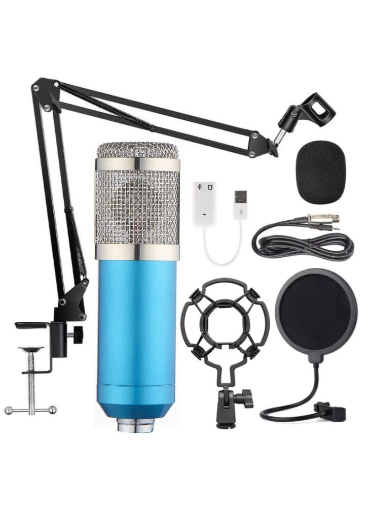 Arabest Condenser Microphone, Hanging Condenser Microphone Set, Professional Studio Recording Mic, with Touch Mute and Volume Control for Gaming, Streaming, Podcast, YouTube, Tiktok, Recording, (Blue) - Image 1