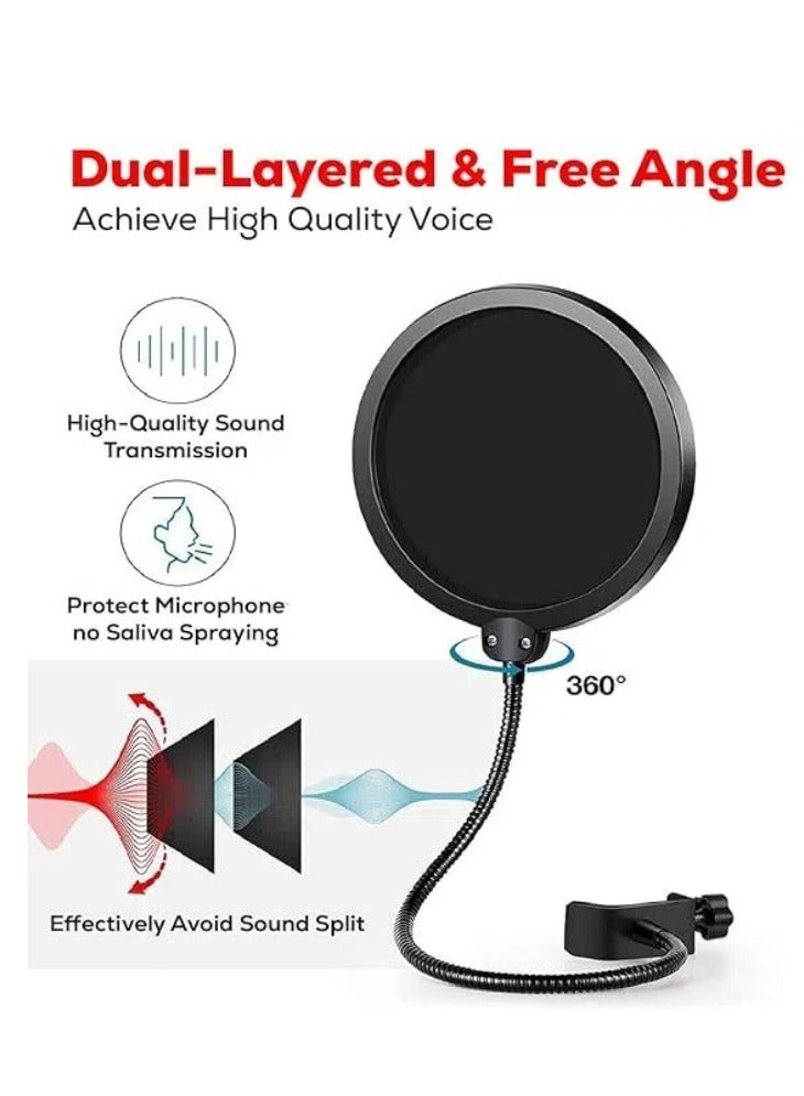 Arabest Condenser Microphone, Hanging Condenser Microphone Set, Professional Studio Recording Mic, with Touch Mute and Volume Control for Gaming, Streaming, Podcast, YouTube, Tiktok, Recording, (Blue) - Image 5