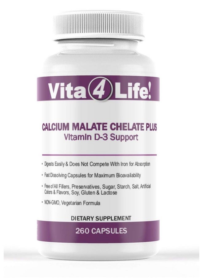 Vita4Life - 300 Mg Calcium Malate Chelate Lusvitamin D3 Support 260 Count - Image 1