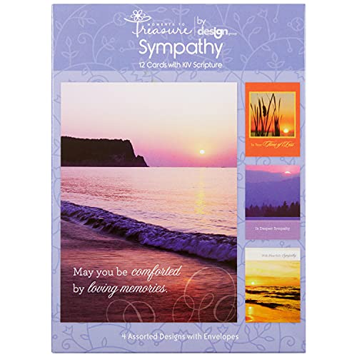 Paper Craft IG75109-RE Religious Sympathy Card Assortment Box with Envelopes, 12 Cards, 4.75'' W x 6.5'' H, Sunset Photography - Image 1