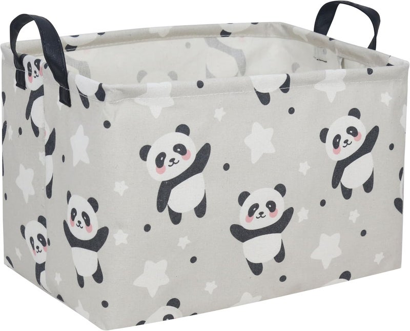 DDBASKET Kids Basket Panda Storage Bins for Girls Rectangular Baby Gift Baskets Cute Toy Storage Bin Box Organizer Book Shelf Basket Sports Balls Room Decor(Panda) - Image 1