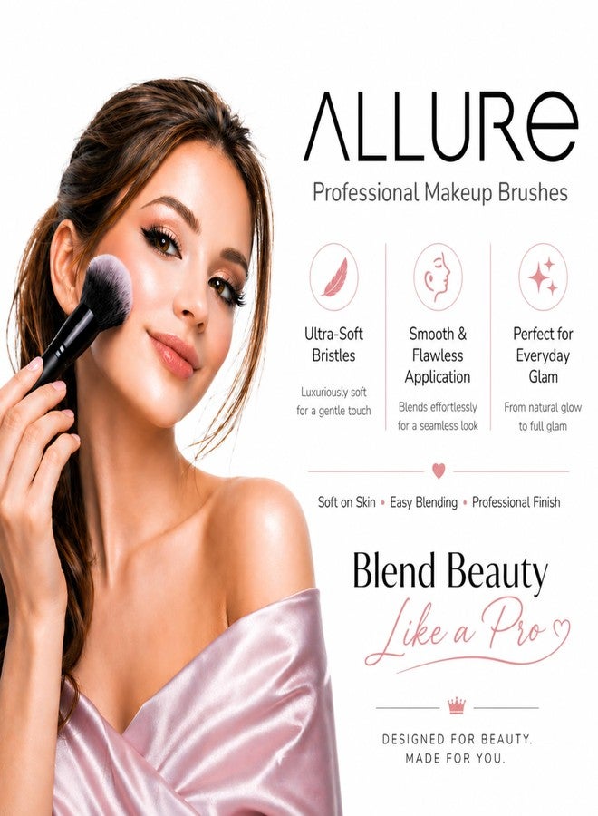 Allure Premium Makeup Brush Set of 8 with Holder – Face & Eye Brushes (Sponge-Free) - Image 3