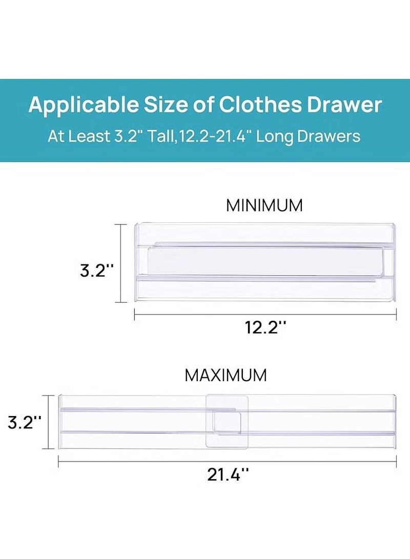 Bukela Drawer Dividers Organizers 8 Pack, Adjustable 3.2" High Expandable from 12.2-21.4" Kitchen Drawer Organizer, Clear Plastic Drawers Separators for Clothing, Kitchen and Office Storage  - Image 3