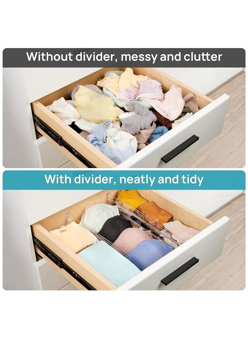 Bukela Drawer Dividers Organizers 8 Pack, Adjustable 3.2" High Expandable from 12.2-21.4" Kitchen Drawer Organizer, Clear Plastic Drawers Separators for Clothing, Kitchen and Office Storage  - Image 4