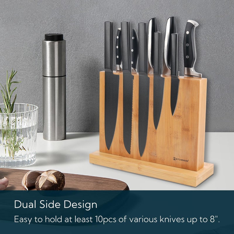 KITCHENDAO Luxury Magnetic Knife Block Holder with Enhanced Magnets, Eco-friendly Bamboo, Cutlery Display Stand and Storage Rack, Large Capacity, Easy to Reach, Easy to Clean - Image 2