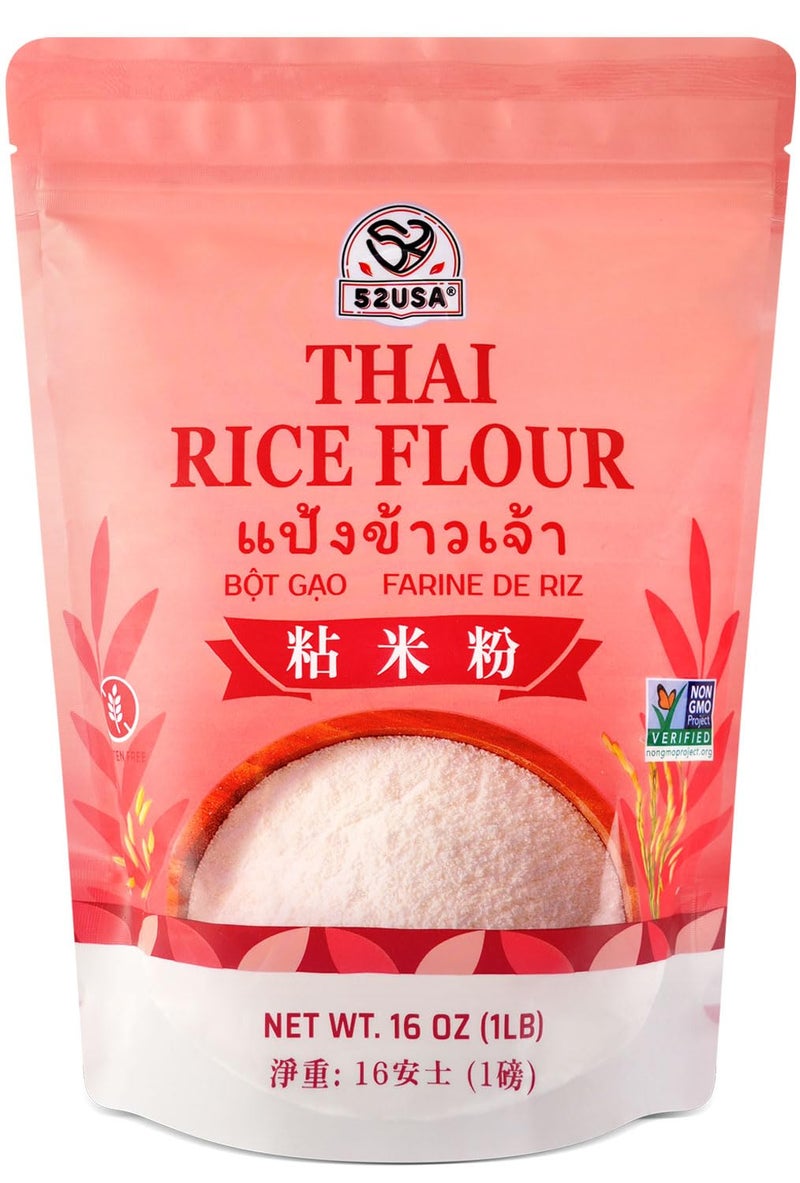 52USA Thai Rice Flour 16 Ounce Basic 1 Pound Pack of 1 Rice Flour for Baking or Cooking Product of THAILAND All Natural White Rice Flour Vegan - Image 3