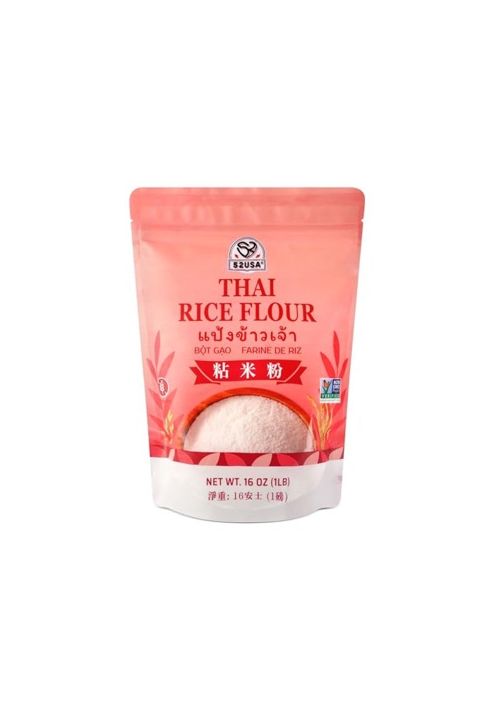 52USA Thai Rice Flour 16 Ounce Basic 1 Pound Pack of 1 Rice Flour for Baking or Cooking Product of THAILAND All Natural White Rice Flour Vegan - Image 1