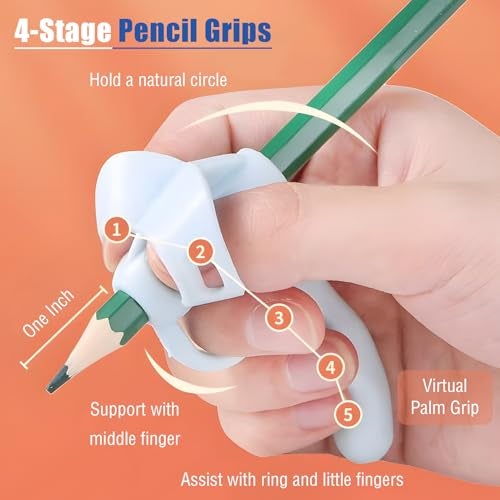 Larspotta 4-Stage Pencil Grips for Kids Writing Posture Correction, 8 Pack Pencil Holder for Toddlers Writing Aid Tools, Pencil Grippers for Preschoolers Needs in Classroom, Assorted Colors - Image 4