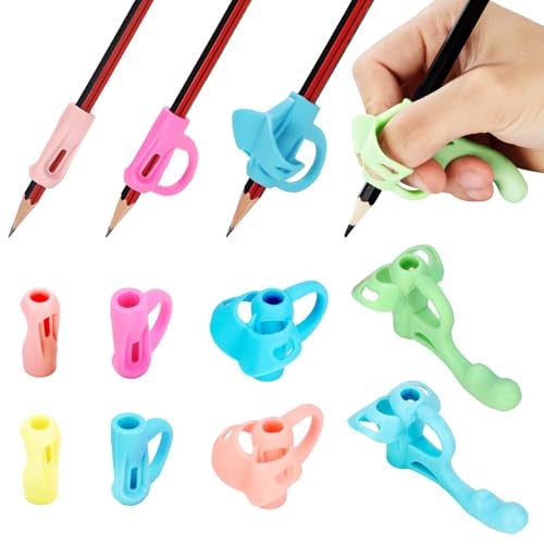Larspotta 4-Stage Pencil Grips for Kids Writing Posture Correction, 8 Pack Pencil Holder for Toddlers Writing Aid Tools, Pencil Grippers for Preschoolers Needs in Classroom, Assorted Colors - Image 1