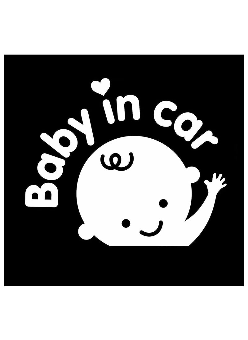 PPS TRADING Baby on Board Car Sign for Car Rear Window, Reflective Vehicle Car Signs, Kids Safety Warning Sign Universal Fit, 2 Pcs Baby On Board Waterproof Stickers (Black)  - Image 1