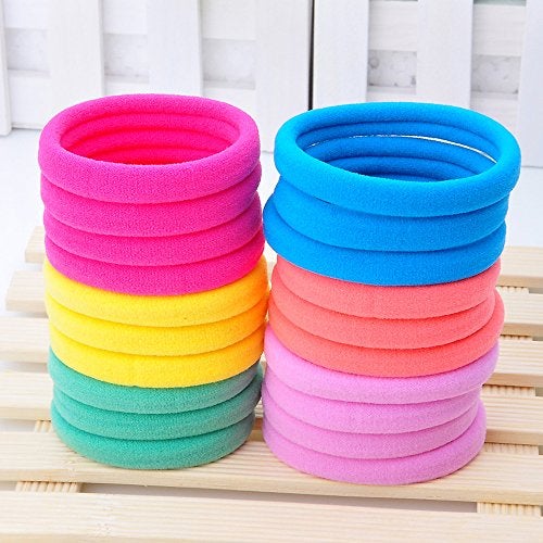 J-MEE Seamless Hair Bands, 100PCS Hair Ties Ponytail Holders Headband Scrunchies for Thick Hair No Crease Damage (Mix Colors) - Image 5