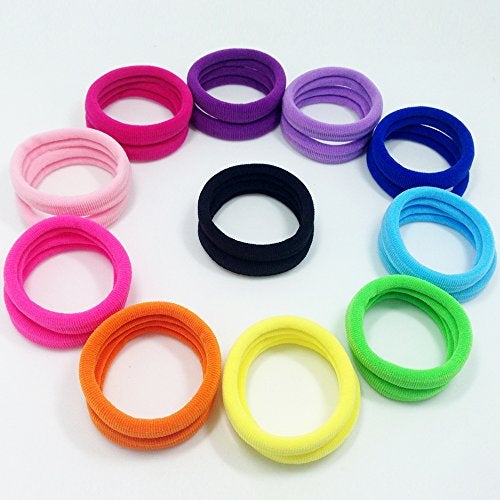 J-MEE Seamless Hair Bands, 100PCS Hair Ties Ponytail Holders Headband Scrunchies for Thick Hair No Crease Damage (Mix Colors) - Image 3