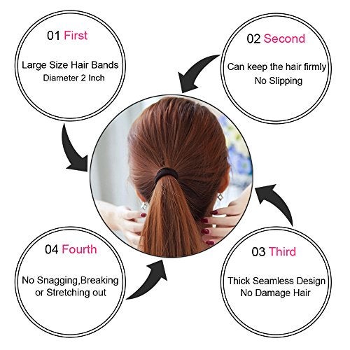 J-MEE Seamless Hair Bands, 100PCS Hair Ties Ponytail Holders Headband Scrunchies for Thick Hair No Crease Damage (Mix Colors) - Image 2