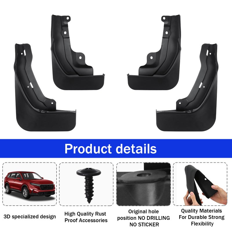 Peleus Upgraded Mud Flaps Mud Guards for Honda CRV 2023 2024 2025 2026 Aerodynamic Mud Flaps Splash Guards Fenders for Honda CRV 2023 2024 2025 Accessories Set of 4 Mudguards Mudflaps - Image 3