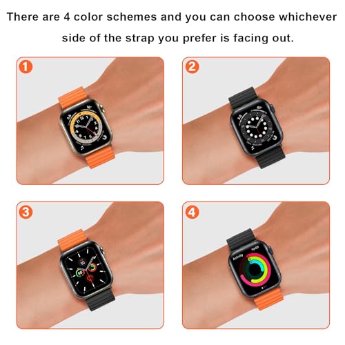 Anlinser Magnetic Bands Compatible with Apple Watch Band 49/46/45 44/42/41/40/38mm, Women Men Double Side Reversible Strap for iWatch Ultra 3-1 Series 11/10/9/8/7-1 SE(49/46/45/44/42,Black/Orange) - Image 4