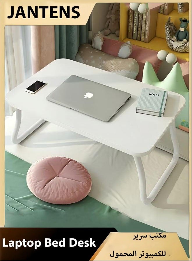 JANTENS Laptop Bed Tray Table, Foldable Laptop Bed Table, Portable Standing Desk, Foldable Laptop Tablet Table for Bed Sofa Floor (White) - Image 1