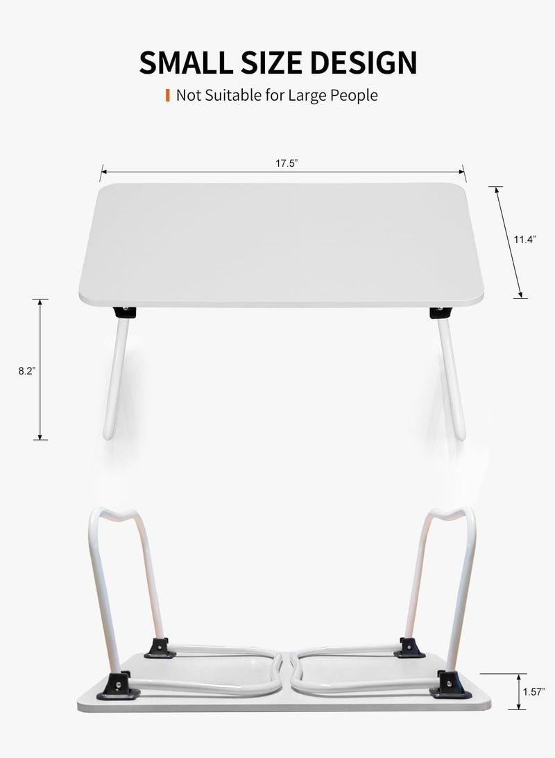JANTENS Laptop Bed Tray Table, Foldable Laptop Bed Table, Portable Standing Desk, Foldable Laptop Tablet Table for Bed Sofa Floor (White) - Image 3