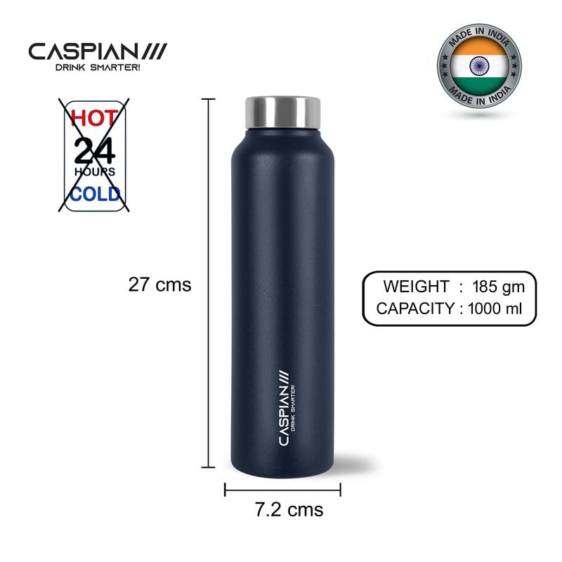 CASPIAN /// Astra ISI Certified Stainless Steel Water Bottle 1ltr. (R Blue, 1 Litre, Set of 3) | Leak Proof Thunder for Fridge Home Office Travel School Kids Boys Girls Adults Sports Gym Yoga|BPA Free - Image 3