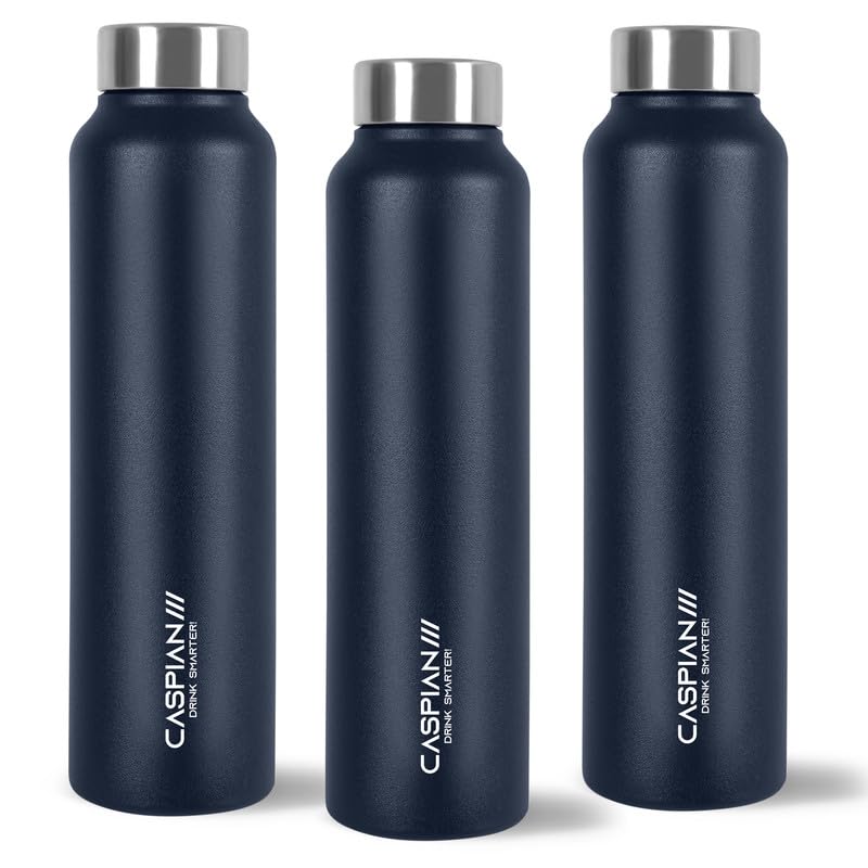 CASPIAN /// Astra ISI Certified Stainless Steel Water Bottle 1ltr. (R Blue, 1 Litre, Set of 3) | Leak Proof Thunder for Fridge Home Office Travel School Kids Boys Girls Adults Sports Gym Yoga|BPA Free - Image 1