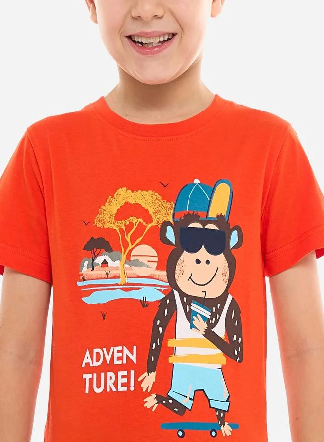 victor and jane Victor And Jane Boys Graphic Print Cotton T-Shirt and Shorts Set