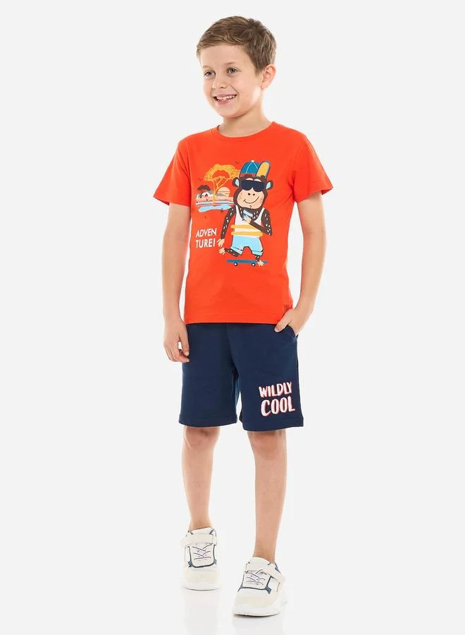 victor and jane Victor And Jane Boys Graphic Print Cotton T-Shirt and Shorts Set