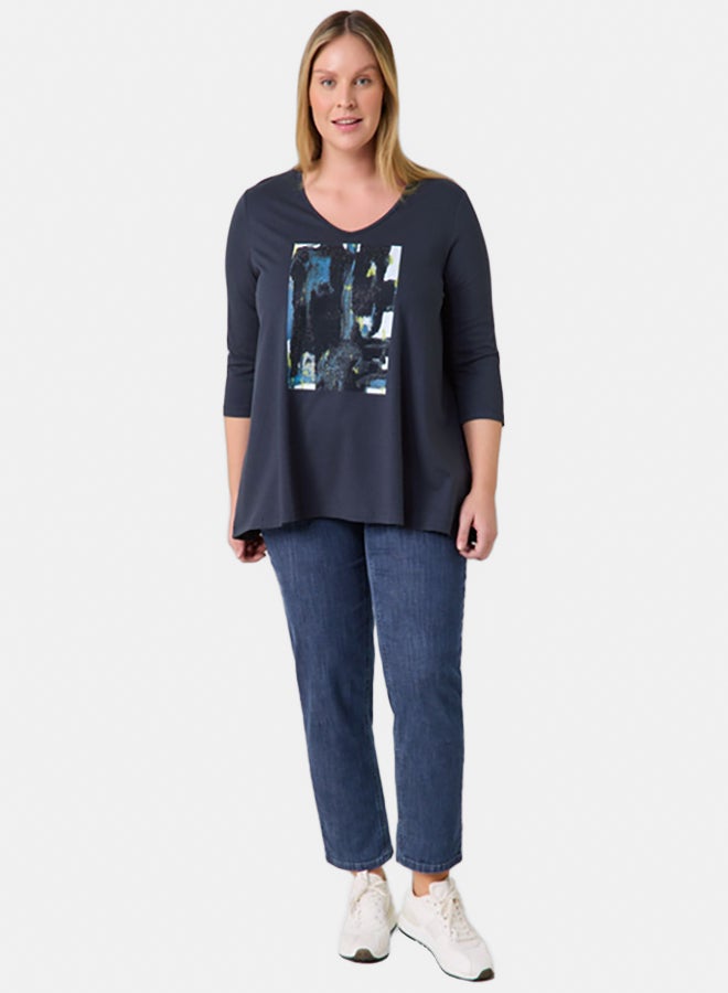 GERRY WEBER 3/4-Sleeve Top With A Glittering Front Print  - Image 3