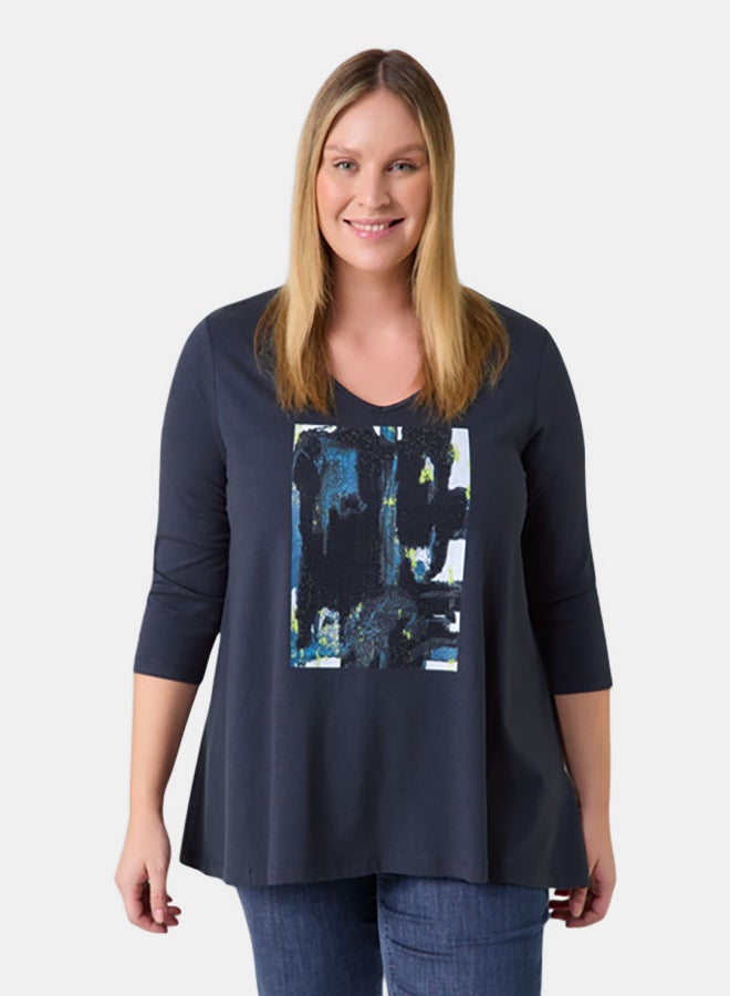 GERRY WEBER 3/4-Sleeve Top With A Glittering Front Print  - Image 1