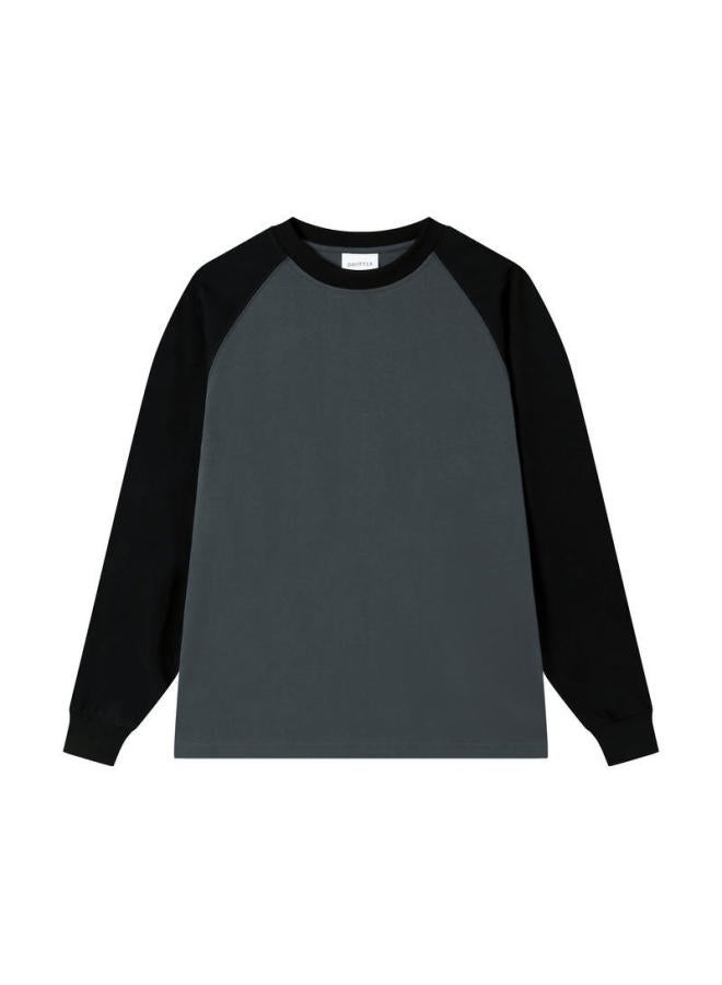 Tide 260g Heavy Cotton Loose Raglan Long Sleeve Round Neck T-shirt Class Uniform Activity T-shirt Logo Printed