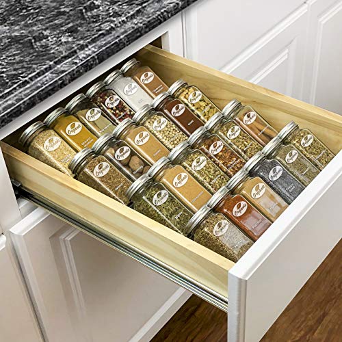 Delavala 4 Pack Clear Acrylic Spice Drawer Organizer, 4 Tier Plastic Spice Organization for Cabinet Drawer, Spice Racks Tray for Kitchen Drawers Cabinets Countertops - Image 1