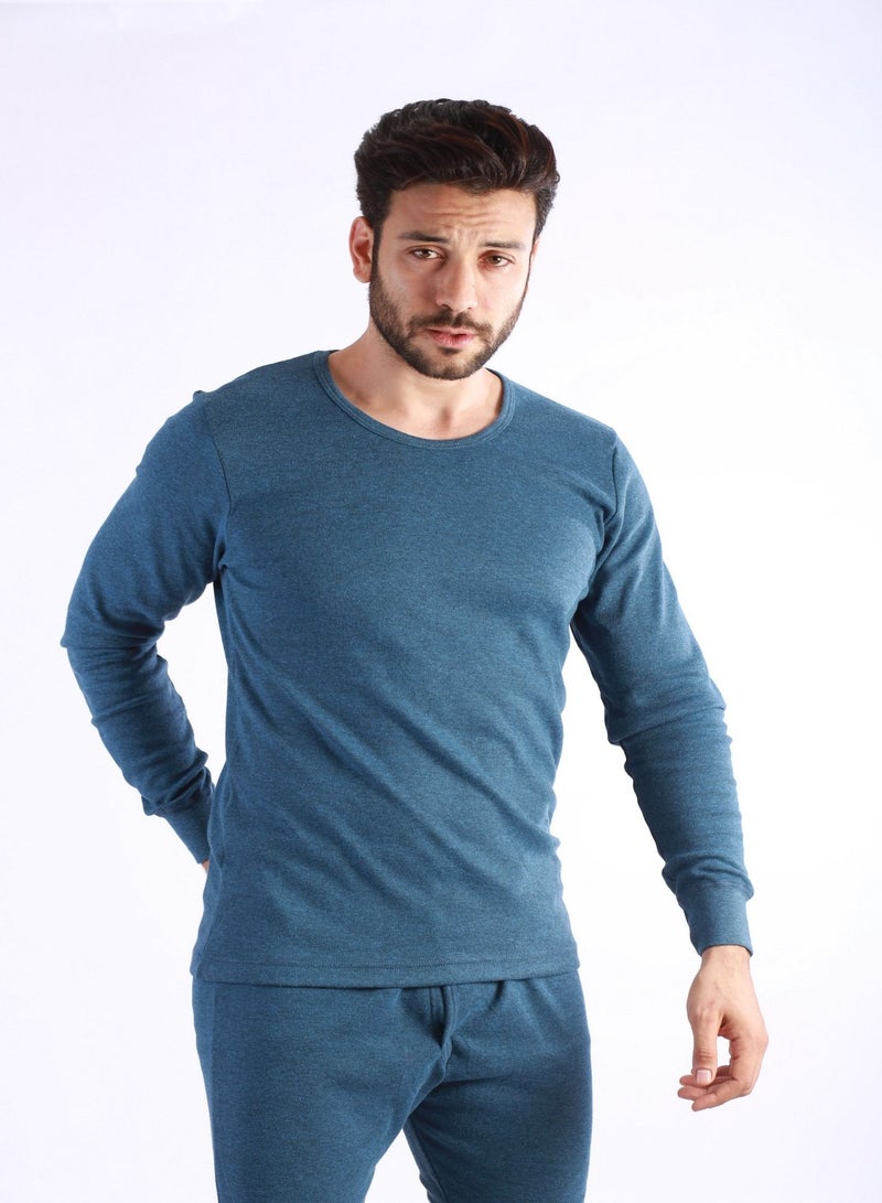 Jet Jet Men Undershirt For Winter Round Neck And Long Sleeves-Navy Blue - Image 1