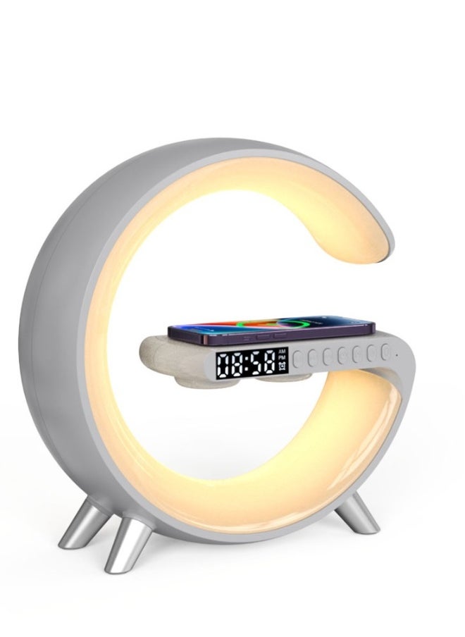 Generic - Multifunctional RGB Night Light and Charging Station Smart Desk Lamp Bluetooth Speaker Wireless Phone Charger Colourful Light  For Bedroom Alarm Clock Computer Table  White - Image 1