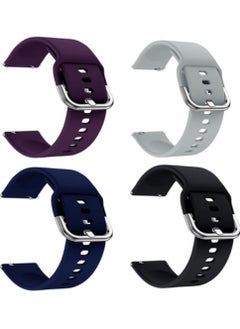Y&D Silicone Sport Strap for Samsung Galaxy Active 2, 20 Mm Watch Bands Compatible Women Men, 4 Pack ( Black, White, Dark Purple, Blue )  - Image 1