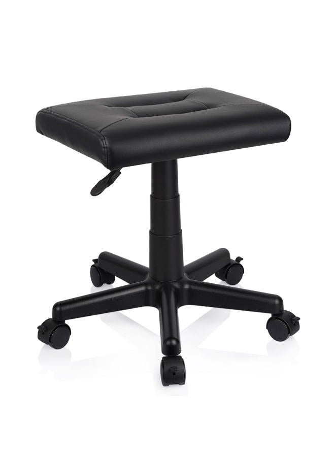 Lilithye Footrest Stool Under Desk Adjustable Height Footrest Ottoman Ergonomic Foot Stool with Wheels 360° Rolling Footrest for Home Office (Black-1) - Image 1