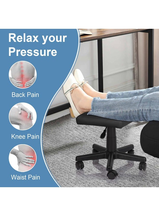 Lilithye Footrest Stool Under Desk Adjustable Height Footrest Ottoman Ergonomic Foot Stool with Wheels 360° Rolling Footrest for Home Office (Black-1) - Image 4