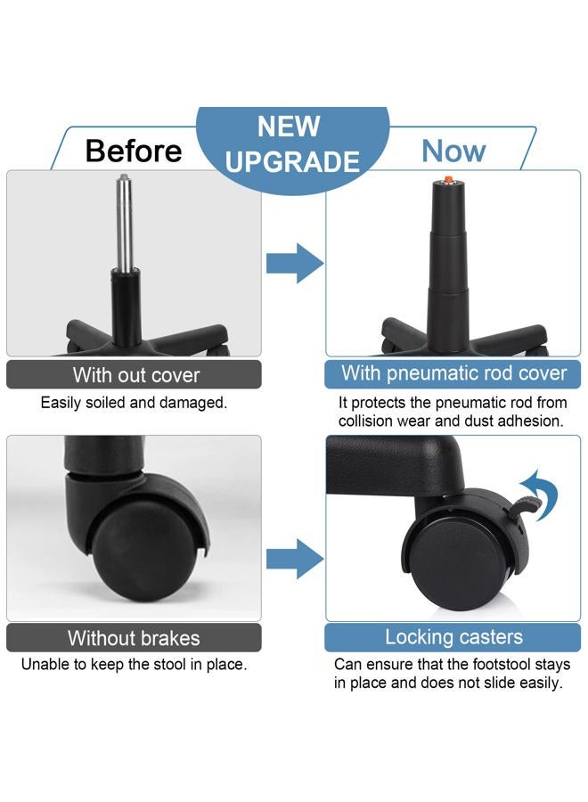 Lilithye Footrest Stool Under Desk Adjustable Height Footrest Ottoman Ergonomic Foot Stool with Wheels 360° Rolling Footrest for Home Office (Black-1) - Image 3