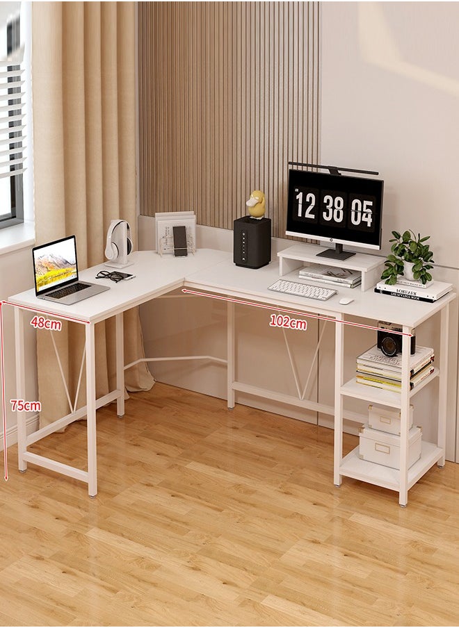 Generic - L Shaped Gaming Desk, Corner Computer Desk, Sturdy Home Office Computer Table, Writing Desk, Larger Gaming Desk Workstation, White - Image 1