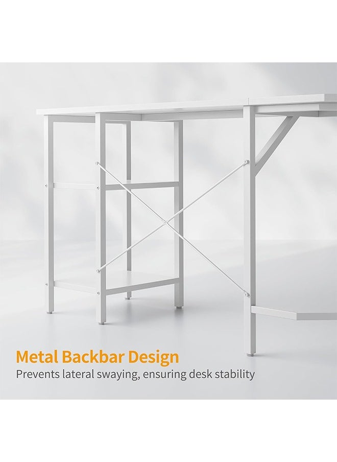 Generic - L Shaped Gaming Desk, Corner Computer Desk, Sturdy Home Office Computer Table, Writing Desk, Larger Gaming Desk Workstation, White - Image 1