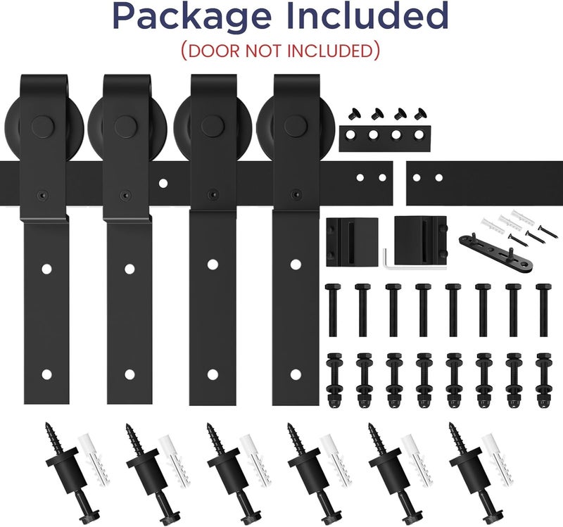 SMARTSTANDARD 7.5 Feet Bypass Sliding Barn Door Hardware Kit - for Double Wooden Doors-Single Track - Smoothly & Quietly - Easy to Install-Fit 78" Opening - Image 5