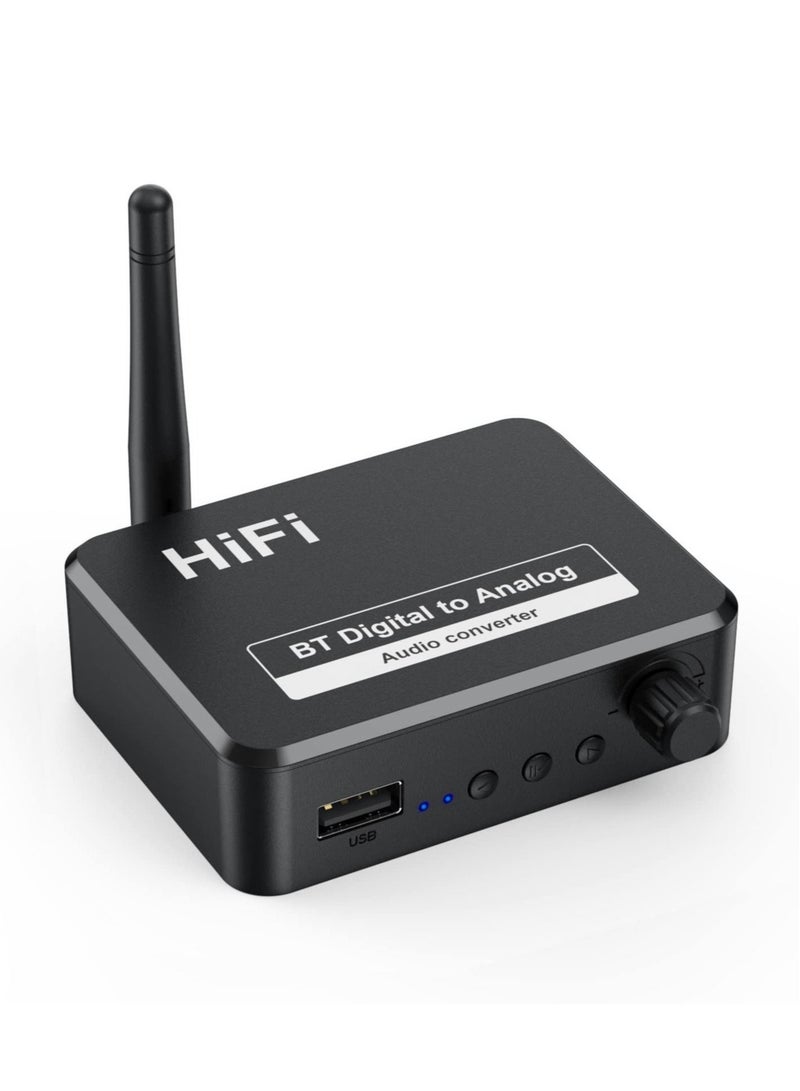 Captaintech 192KHZDigital to Analog Audio Converter, 5.2 Bluetooth Receiver DAC Wireless Audio Adapter with Optical/Coaxial to 3.5mm Audio Output for PS3 PS4 DVD AppleTV Home Cinema - Image 1