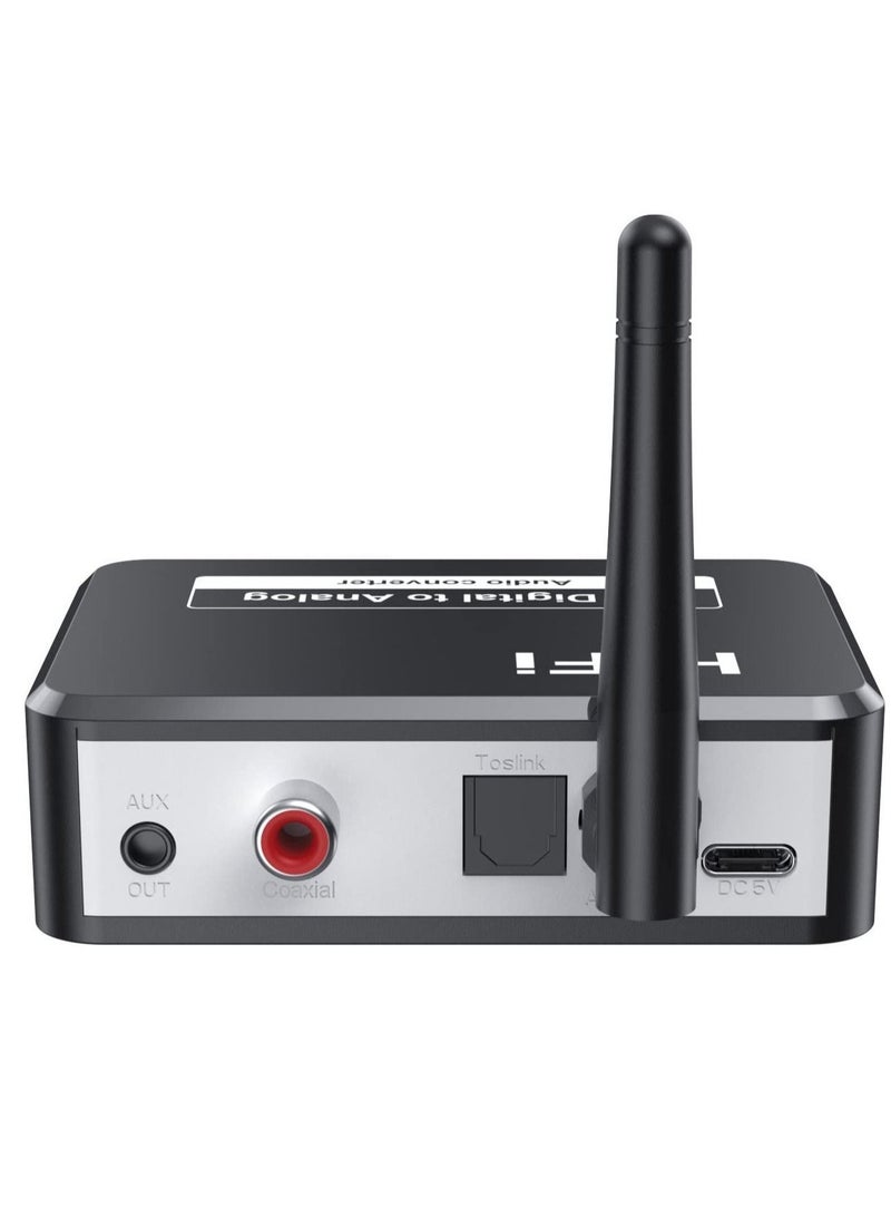 Captaintech 192KHZDigital to Analog Audio Converter, 5.2 Bluetooth Receiver DAC Wireless Audio Adapter with Optical/Coaxial to 3.5mm Audio Output for PS3 PS4 DVD AppleTV Home Cinema - Image 2