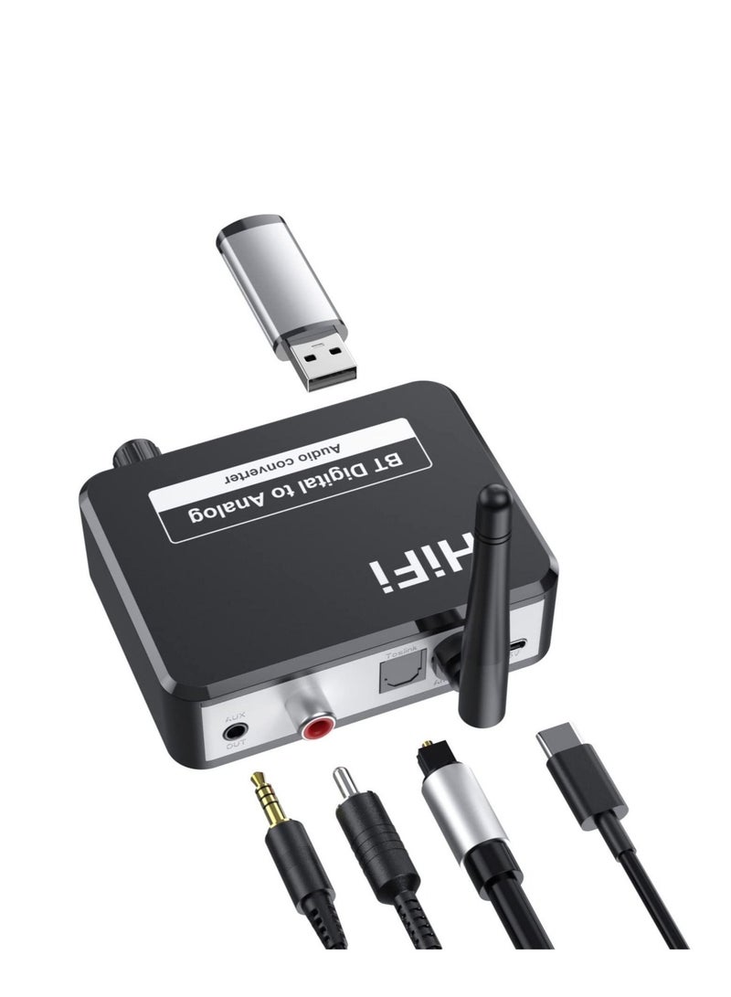 Captaintech 192KHZDigital to Analog Audio Converter, 5.2 Bluetooth Receiver DAC Wireless Audio Adapter with Optical/Coaxial to 3.5mm Audio Output for PS3 PS4 DVD AppleTV Home Cinema - Image 3