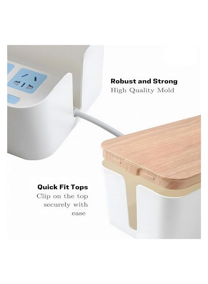 أكس سبرينج صندوق إدارة الكابلات Xspring، صندوق منظم الكابلات بنمط الخيزران، صندوق منظم كابلات تمديد كبير مع فتحة علوية، صندوق منظم السلك لإخفاء واقي التيار على المكتب أو الأرضية - Image 3