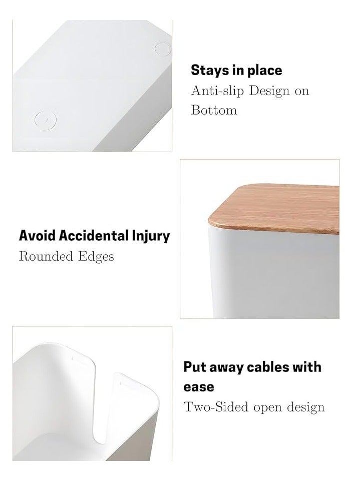 أكس سبرينج صندوق إدارة الكابلات Xspring، صندوق منظم الكابلات بنمط الخيزران، صندوق منظم كابلات تمديد كبير مع فتحة علوية، صندوق منظم السلك لإخفاء واقي التيار على المكتب أو الأرضية - Image 4