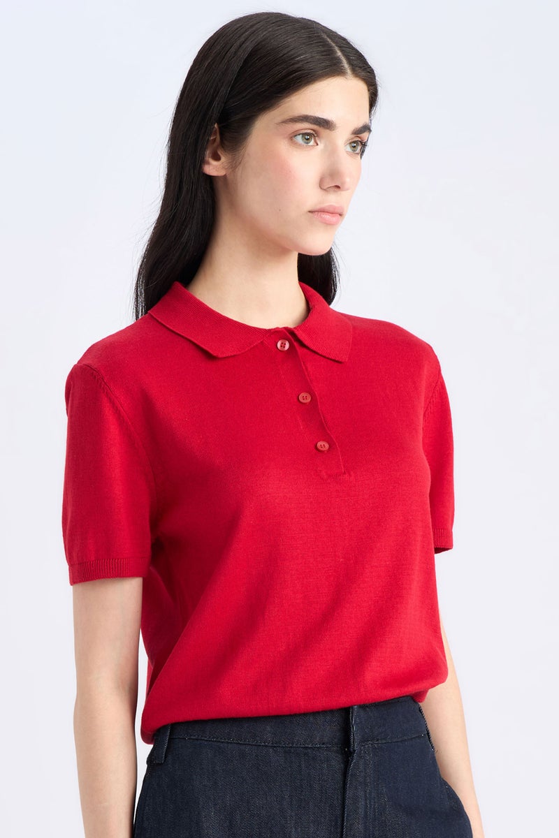 DeFacto Woman Regular Fit Polo Collar Knitwear Pullover  - Image 1