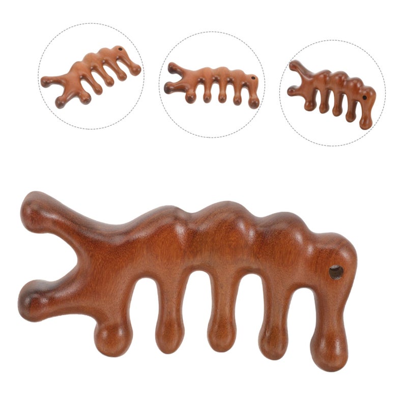 Natural Sandalwood Scalp Massage Comb For Curly Hair Static Design Promotes Circulation Relieves Headaches - Image 3