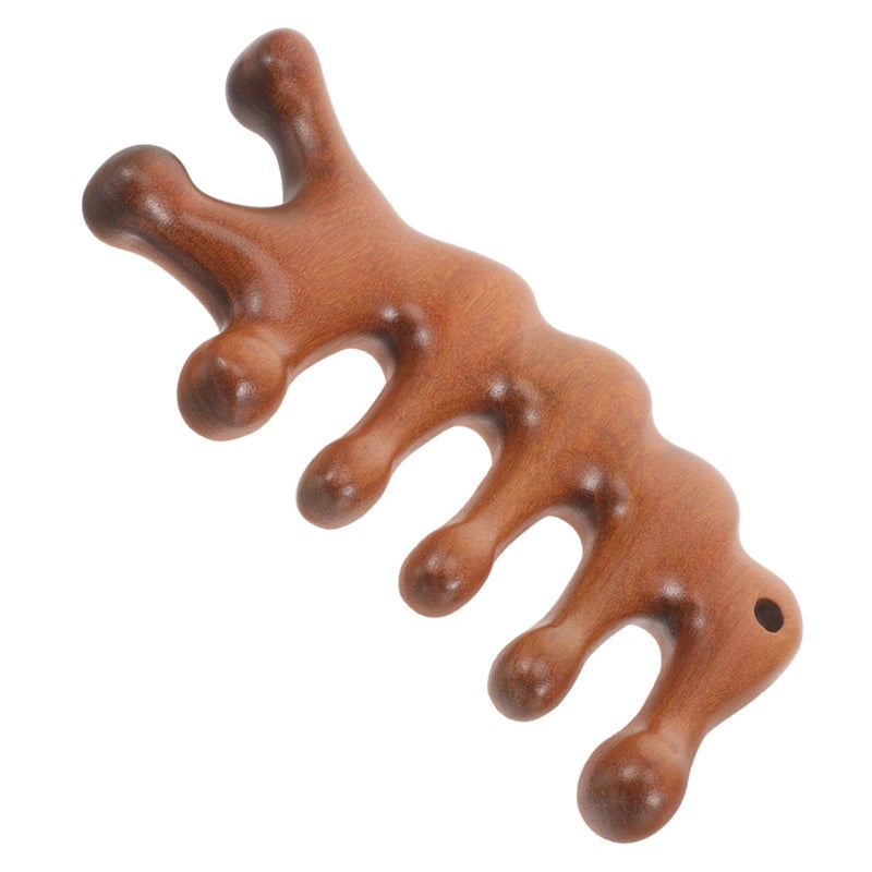 Natural Sandalwood Scalp Massage Comb For Curly Hair Static Design Promotes Circulation Relieves Headaches - Image 2