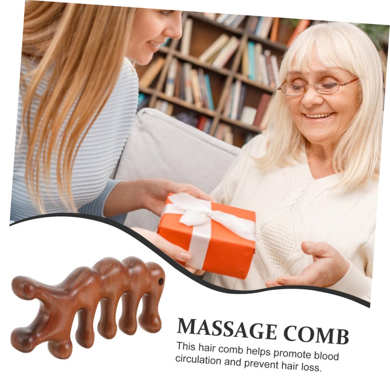 Natural Sandalwood Scalp Massage Comb For Curly Hair Static Design Promotes Circulation Relieves Headaches - Image 5