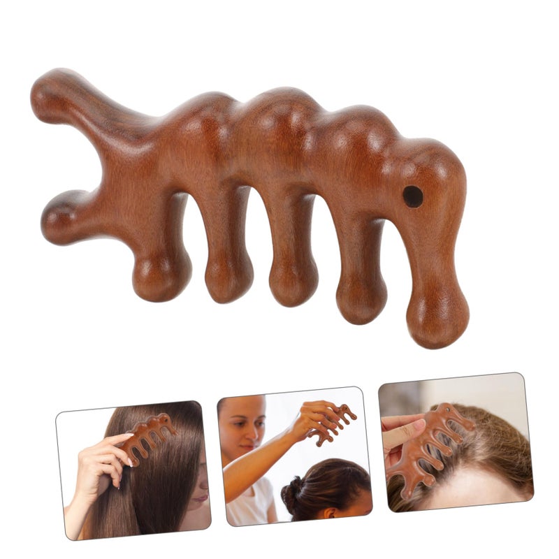 Natural Sandalwood Scalp Massage Comb For Curly Hair Static Design Promotes Circulation Relieves Headaches - Image 4