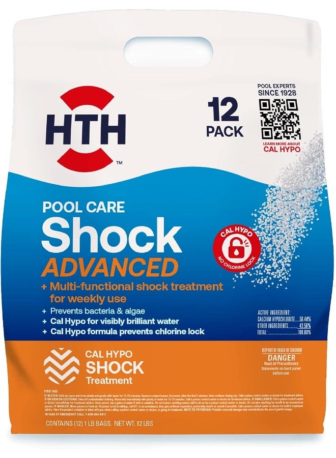 HTH 52037 Swimming Pool Care Shock Advanced Swimming Pool Chemical Cal Hypo Formula 12 Count Pack of 1  - Image 3